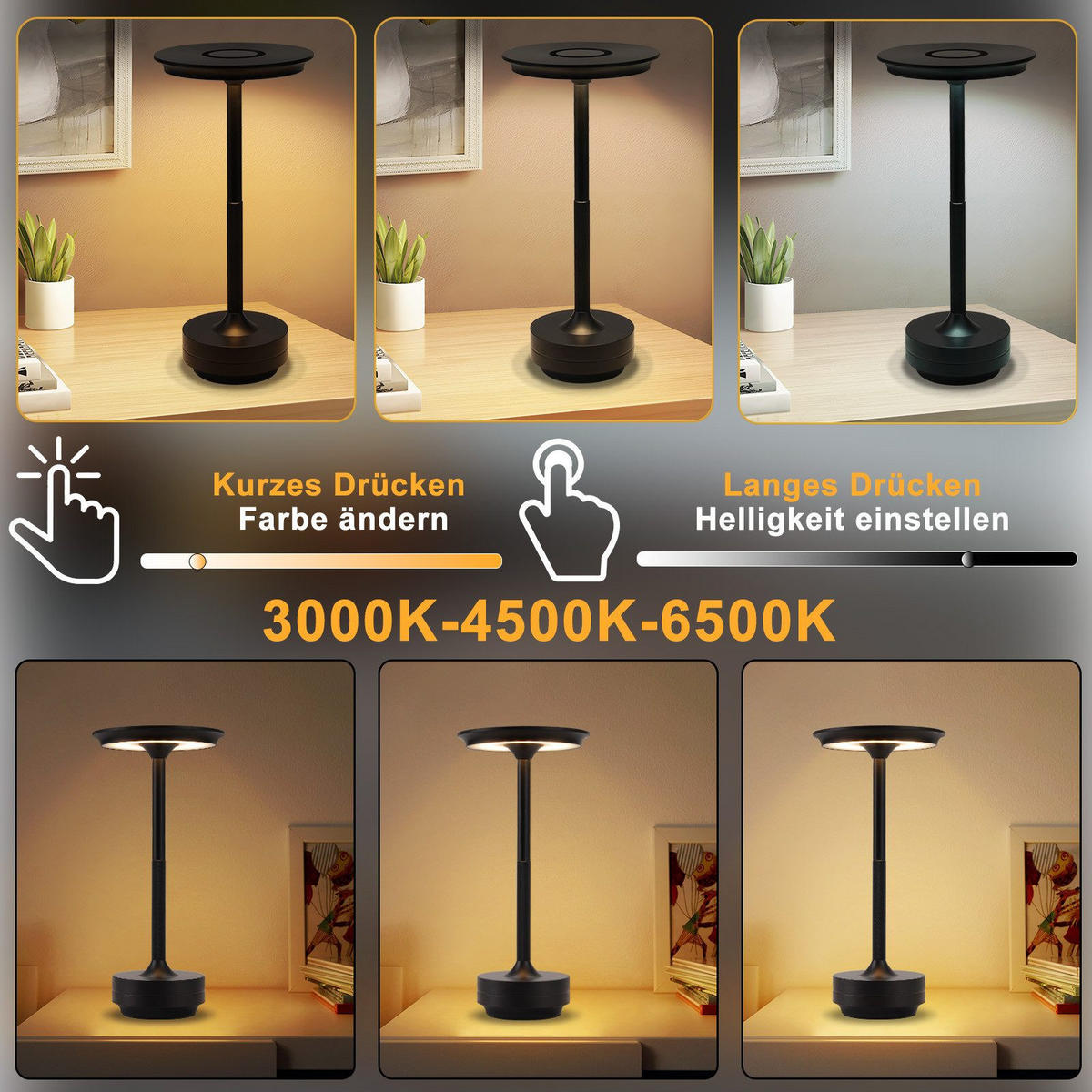 LED stolní lampa Abendroth 27/12,8/12,8 cm - černá, kov (27/12.8/12.8cm) - Nettlife