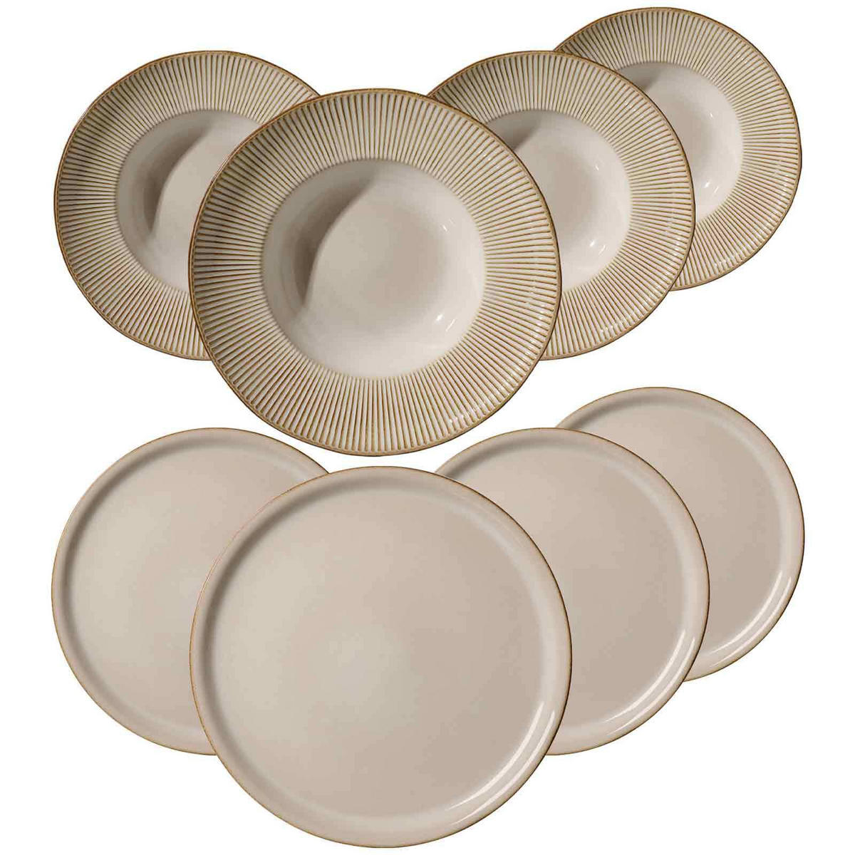PIZZA & PASTA SET Nerano beige 8er Set - Beige, Keramik (1/1/1cm) - Ritzenhoff Breker
