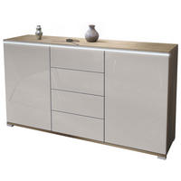 SIDEBOARD Faro Sandgrau Hochglanz - Sandfarben, Holzwerkstoff (138.5/75.5/35cm) - Vladon