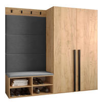 GARDEROBEN-SET 184/184/42 - Eichefarben/Schwarz, Holz/Kunststoff (184/184/42cm) - MÖBEL KRYSPOL