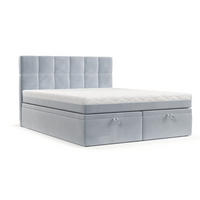 BOXBETT Elano 140/200 cm Hellgrau im Paros Stoff - Hellgrau/Schwarz, Holz/Holzwerkstoff (140/200cm) - AltaBeds