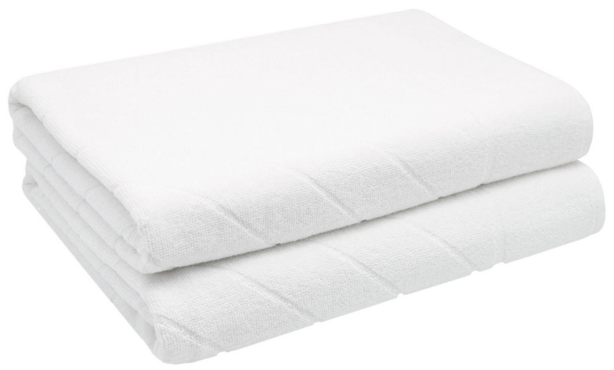 DUSCHTÜCHER, 2er-Set, 70x140 cm, 100% Baumwolle, Weiß - Weiß, Textil (70/140cm) - Zollner