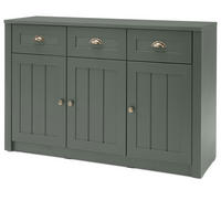 SIDEBOARD grün Landhaus 130 x 86 cm, Kommode mit viel Stauraum - Chromfarben/Schwarz, Holzwerkstoff/Kunststoff (130/86/43cm) - Furn.Design