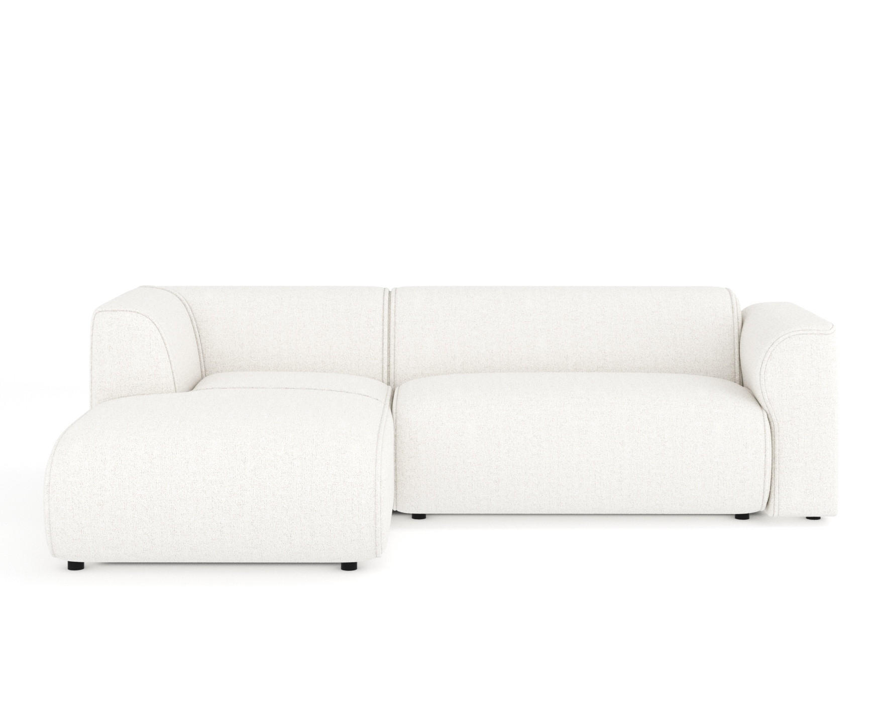 ECKSOFA Melani Creme Webstoff - Creme/Schwarz, Holz/Holzwerkstoff (253/153cm) - Maison de Reve