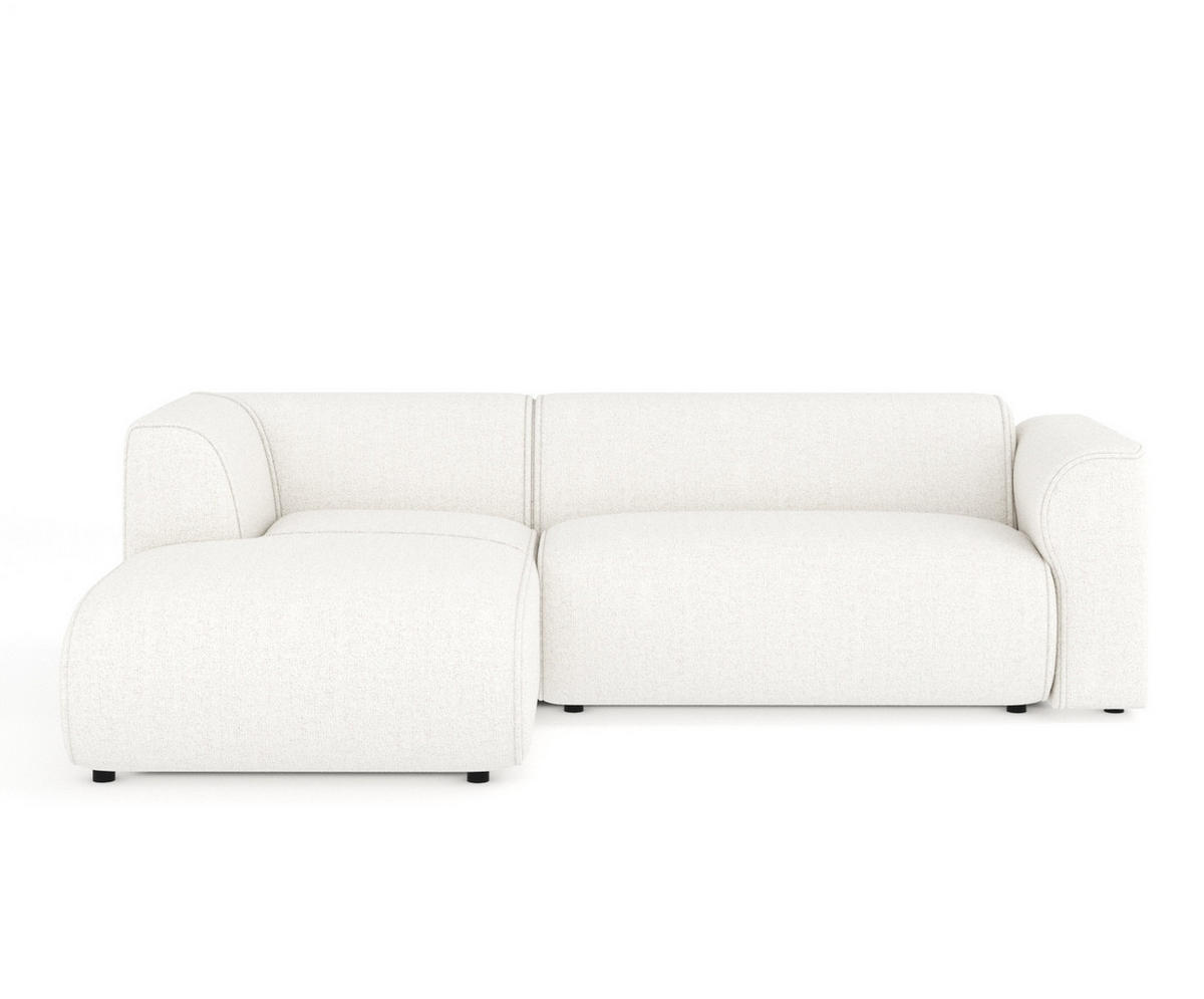 ECKSOFA Melani Creme Webstoff - Creme/Schwarz, Holz/Holzwerkstoff (253/153cm) - Maison de Reve