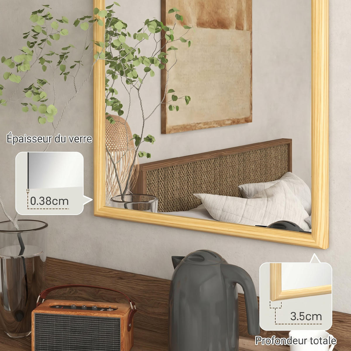 WANDSPIEGEL Naturfarben 65/110 cm - Naturfarben, Glas (65/110/3.5cm) - PANGIVO