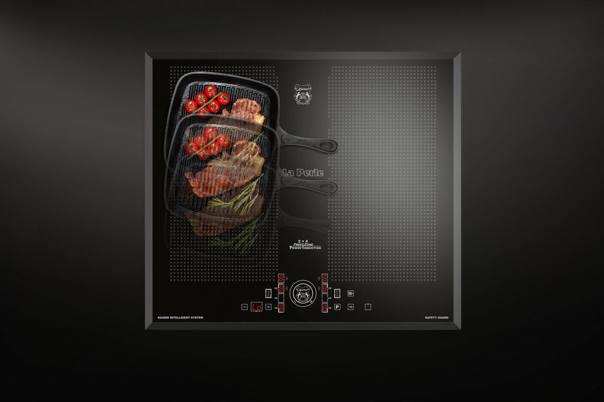 BACKOFEN-SET Elektro Backofen 60 cm EH 6355 Em Sil+KCT 61 FI Induktions-Kochfeld 60 cm - Schwarz, Metall (59.4/59.4/56.6cm) - Kaiser Küchengeräte