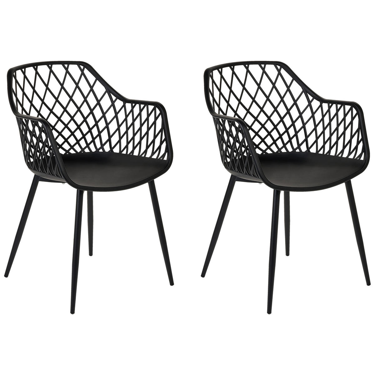 ESSZIMMERSTUHL 2er-Set Kunststoff Schwarz Nashua II - Schwarz, Kunststoff/Metall (50/86/51cm) - Beliani