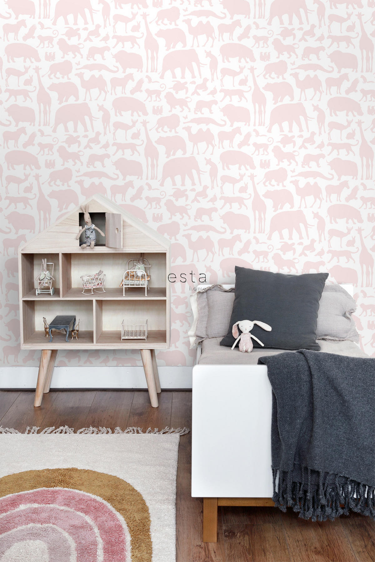 TAPETE Tiere 53 cm x 10.05 m - Pink, Papier (53/0.1cm) - ESTAhome