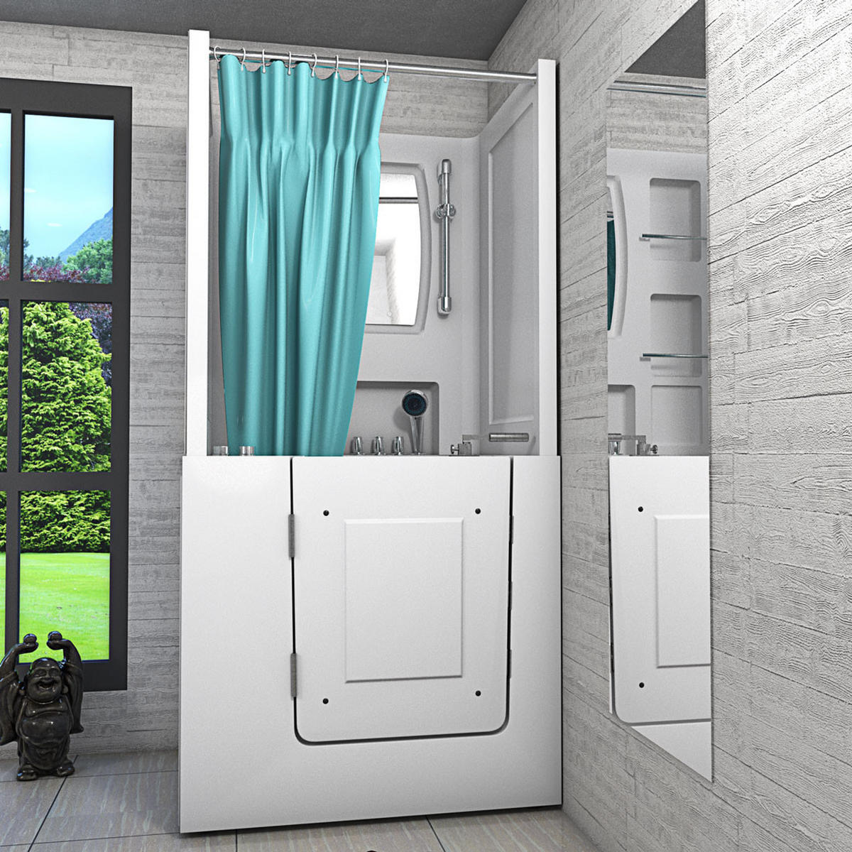 DUSCHE Whirlpool mit Tür S02D-WP-TH-C-L - Weiß, Glas/Kunststoff (100/78/205cm) - AcquaVapore by Sandra Jentho