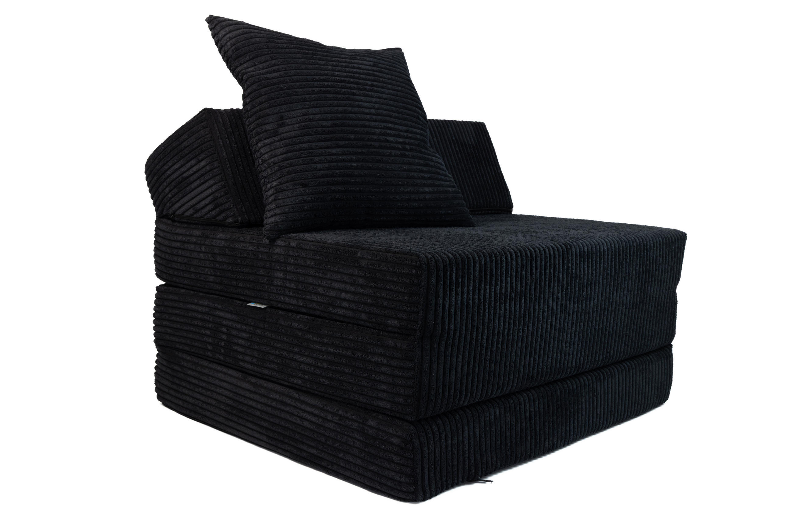 KLAPPMATRATZE MIT KOPFTEIL aus Kuschel-Cord in Schwarz - Schwarz, Textil (70/200cm) - Fortisline