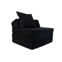 KLAPPMATRATZE MIT KOPFTEIL aus Kuschel-Cord in Schwarz - Schwarz, Textil (70/200cm) - Fortisline