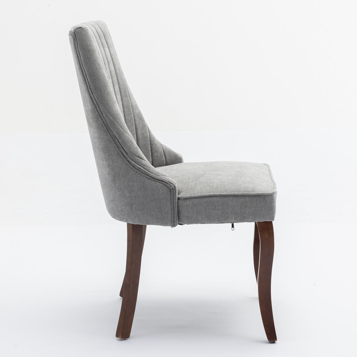 ESSZIMMERSTUHL 2er-Set mit hoher Rückenlehne Chenille Grey - Grau, Holz (50/95.5/64cm) - Meubliv