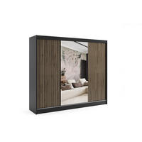 KLEIDERSCHRANK VILAN mit Spiegel/LED - 250 cm - Schwarz|Eiche Wotan - Eiche Wotan/Schwarz, Holzwerkstoff (250/215/61cm) - ALTDECOR