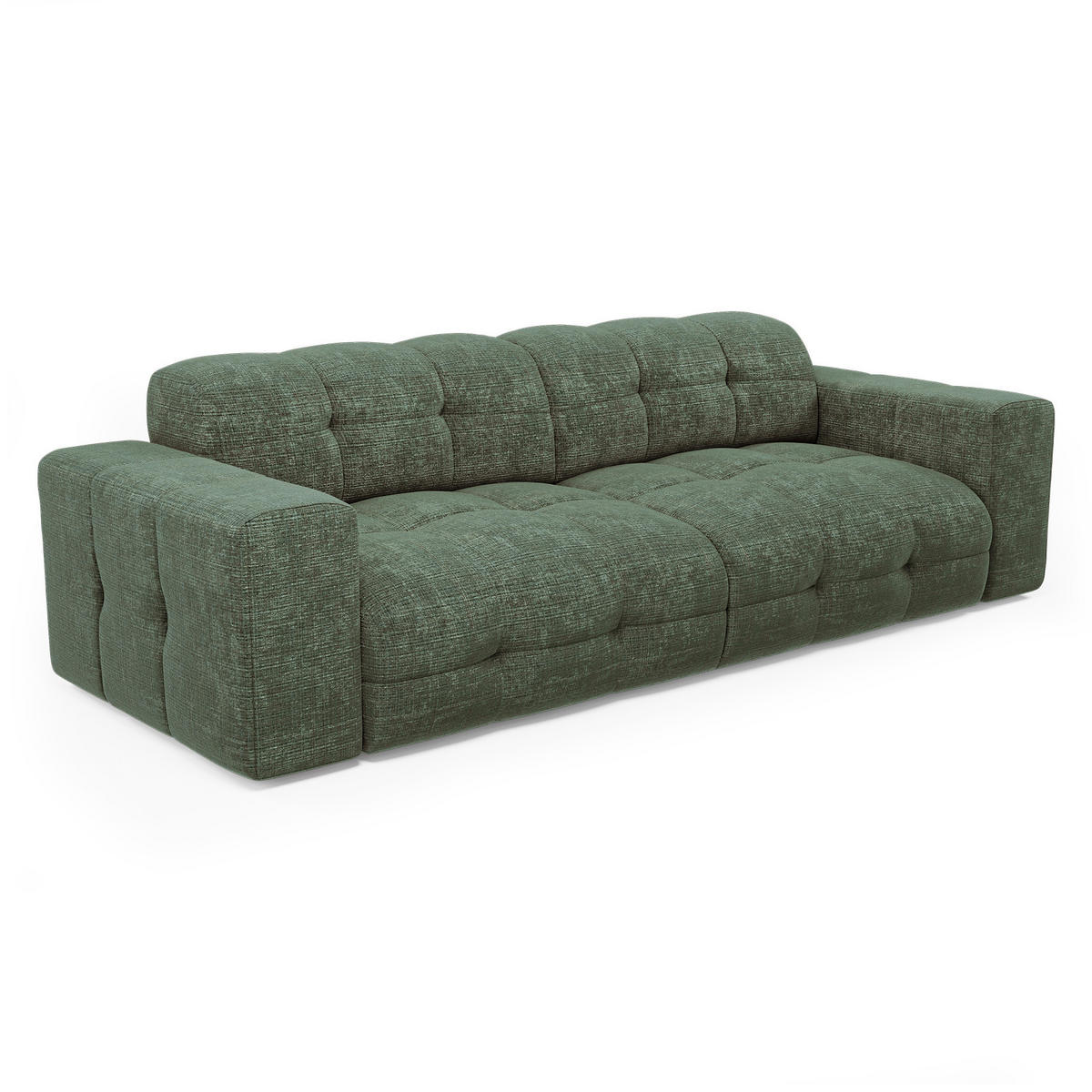 SCHLAFSOFA GERADE geprägter Samt smaragdgrün 230cm - Smaragdgrün, Textil (230/85/92cm) - Sia Home