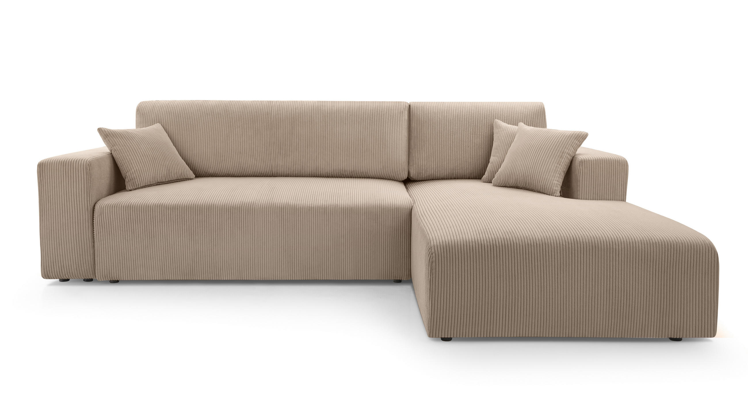 ECKSOFA L Form Catea Beige 279/145/84 cm Rechts mit Schlaffunktion - Beige/Schwarz, Kunststoff/Textil (279/145cm) - AX Living