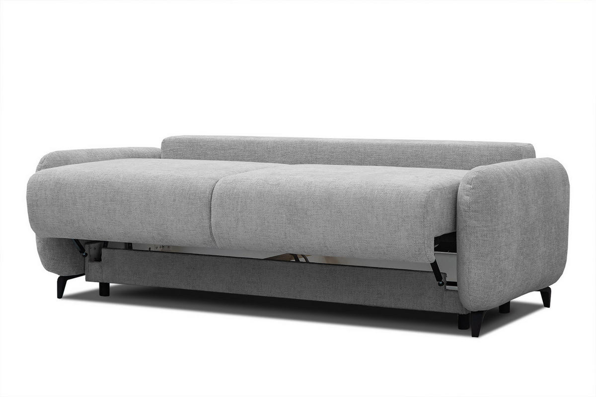 SOFA DRAKE 3-Sitzer mit Schlaffunktion, hellgrau - Hellgrau/Braun, Holz/Textil (232/90/107cm) - Courtois Laville