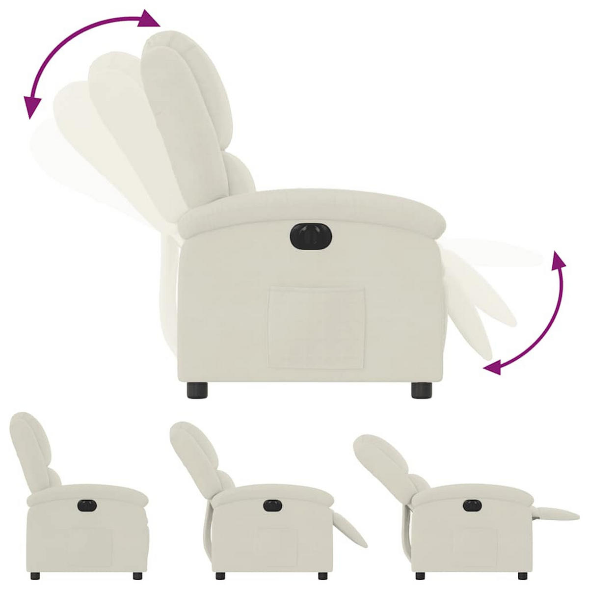 RELAXSESSEL Elektrisch Creme Samt - Creme, Textil (86.5/99.5/71cm) - vidaXL