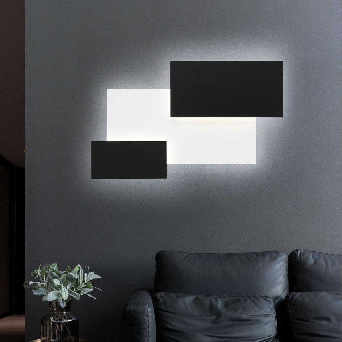 LED WANDLEUCHTE Metall Schwarz Glas satiniert - Schwarz, Glas (33/6.5/53cm) - Wofi