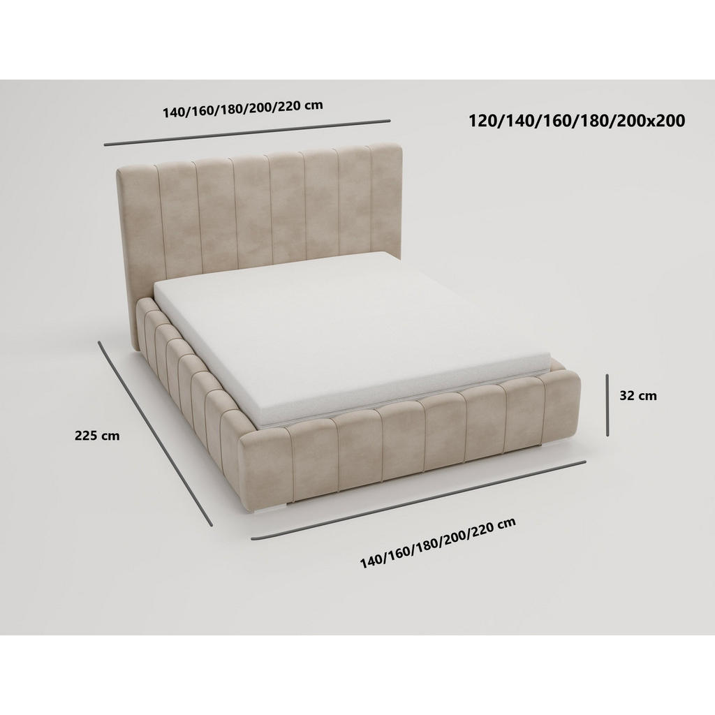 Thumbnail - Emporius Doppelbett, Hellgrau, Textil, 2-Sitzer, 160x200 cm, Schlafzimmer, Betten, Polsterbetten