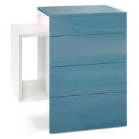 NACHTTISCH Queens Front in Petrol Hochglanz - Petrol, Holzwerkstoff (60/63/36cm) - Vladon