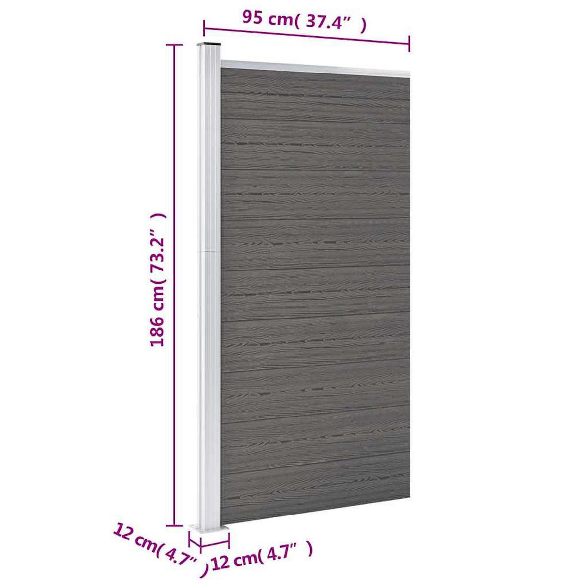 ZAUNELEMENT Wpc 95/186 Cm Grau - Grau, Holzwerkstoff (186cm) - vidaXL
