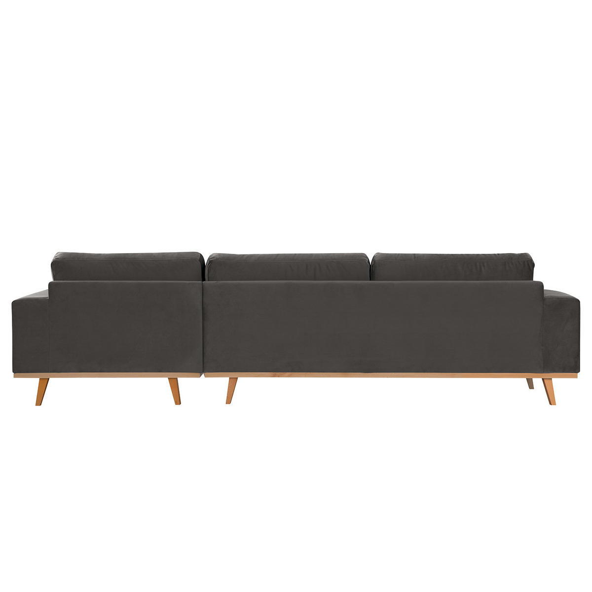ECKSOFA mit Longchair - Dunkelgrau/Buchefarben, Buchenholz/Textil (281/153cm) - home24