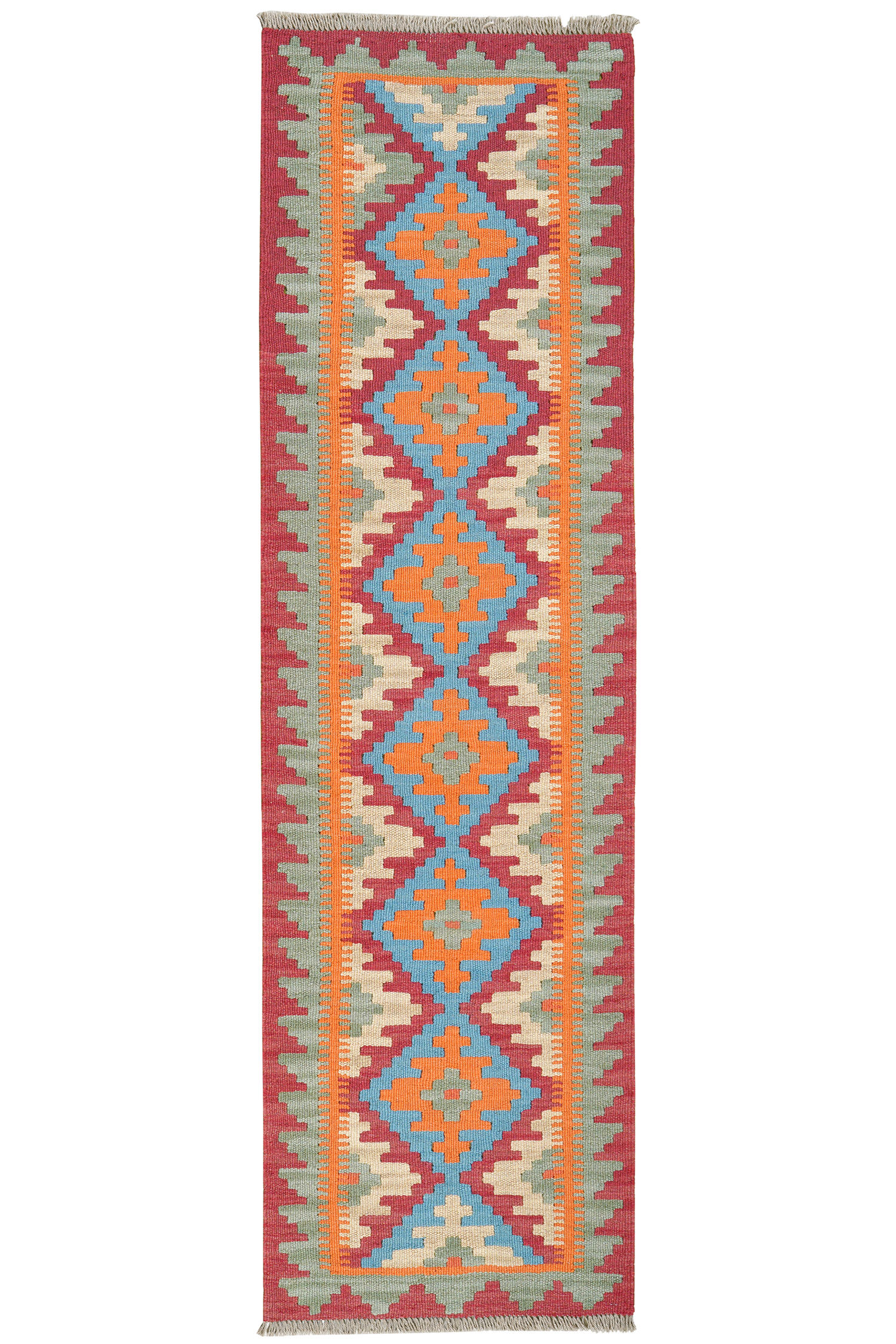 HANDWEBTEPPICH Kelim Gashgai Rot 192/54 cm Schurwolle - Rot, Textil (54/192cm) - Looma