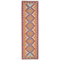 HANDWEBTEPPICH Kelim Gashgai Rot 192/54 cm Schurwolle - Rot, Textil (54/192cm) - Looma