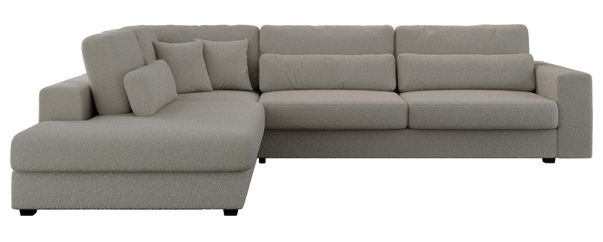 ECKSOFA Savona Grau Boucle - links - Schwarz/Grau, Kunststoff/Textil (316/249cm) - MKS