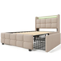 POLSTERBETT 90/200 cm in Beige - Beige, Holz/Textil (90/200cm) - KOMHTOM