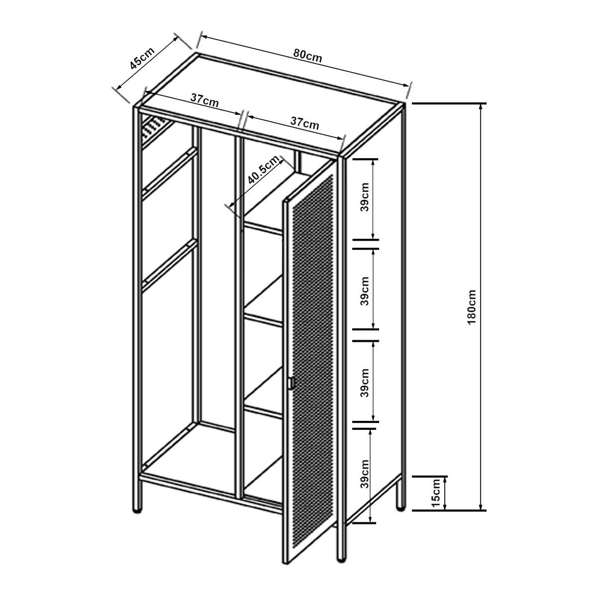 KLEIDERSCHRANK Puumala - Weiß, Metall (80/180/45cm) - [en.casa]