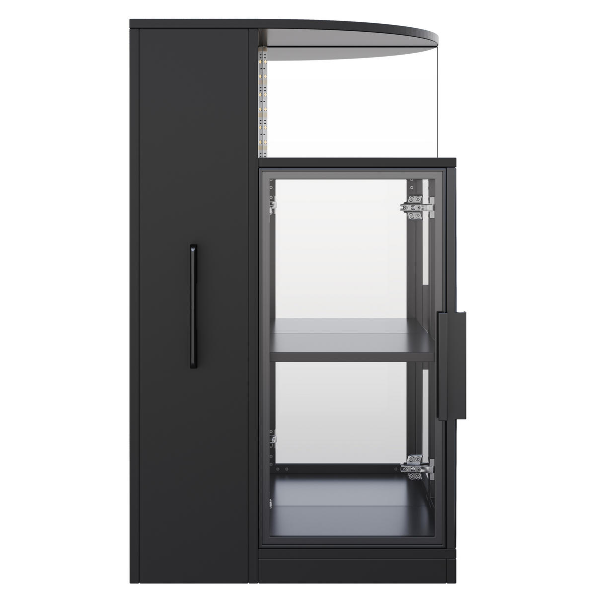 VITRINE LED ESG Glas Ausziehbar 112cm Sammlervitrine Schwarz - Schwarz, Glas (64/112/42cm) - FLIEKS