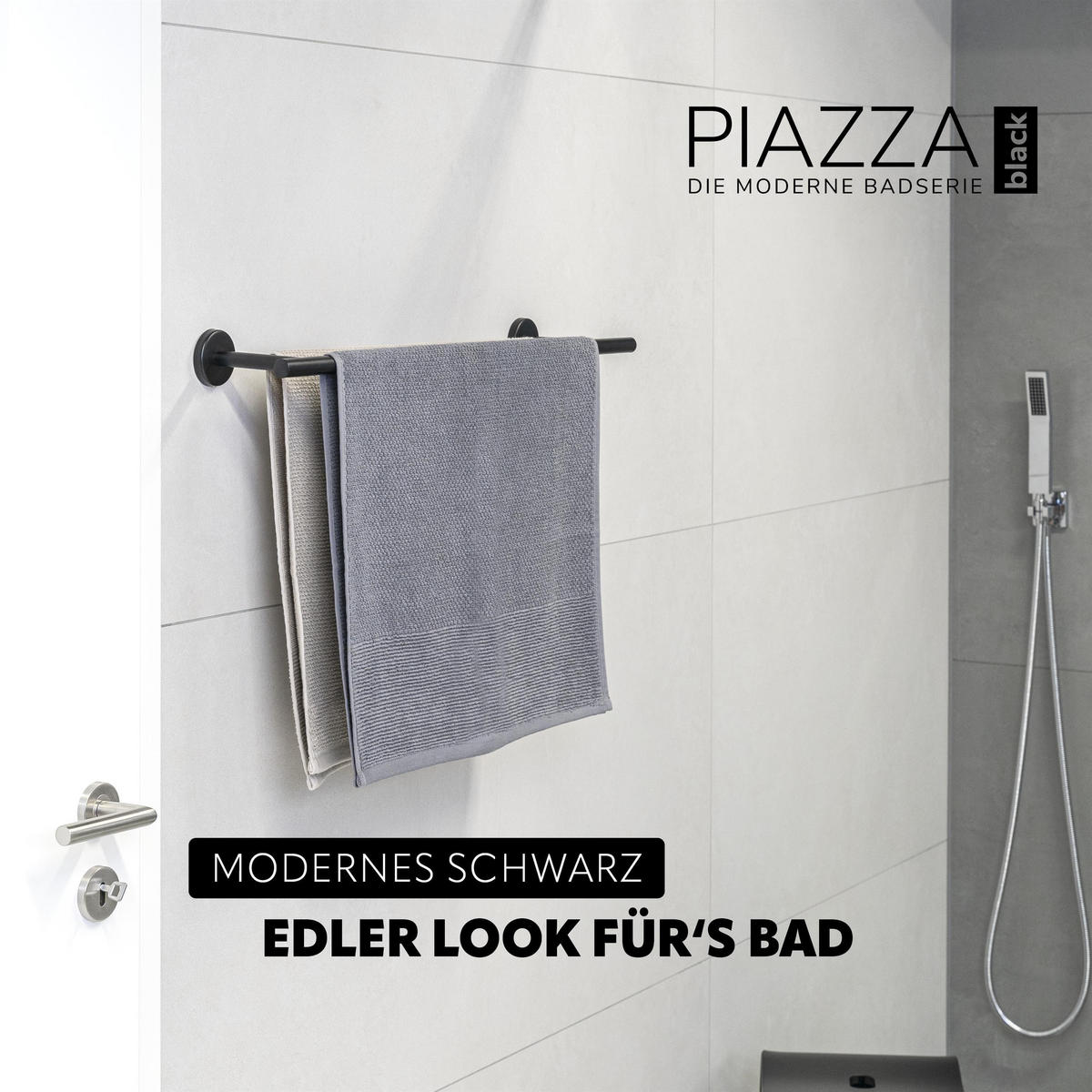 BADETUCHSTANGE PIAZZA BLACK, schwarz - Schwarz, Kunststoff (70/6/14cm) - bremermann