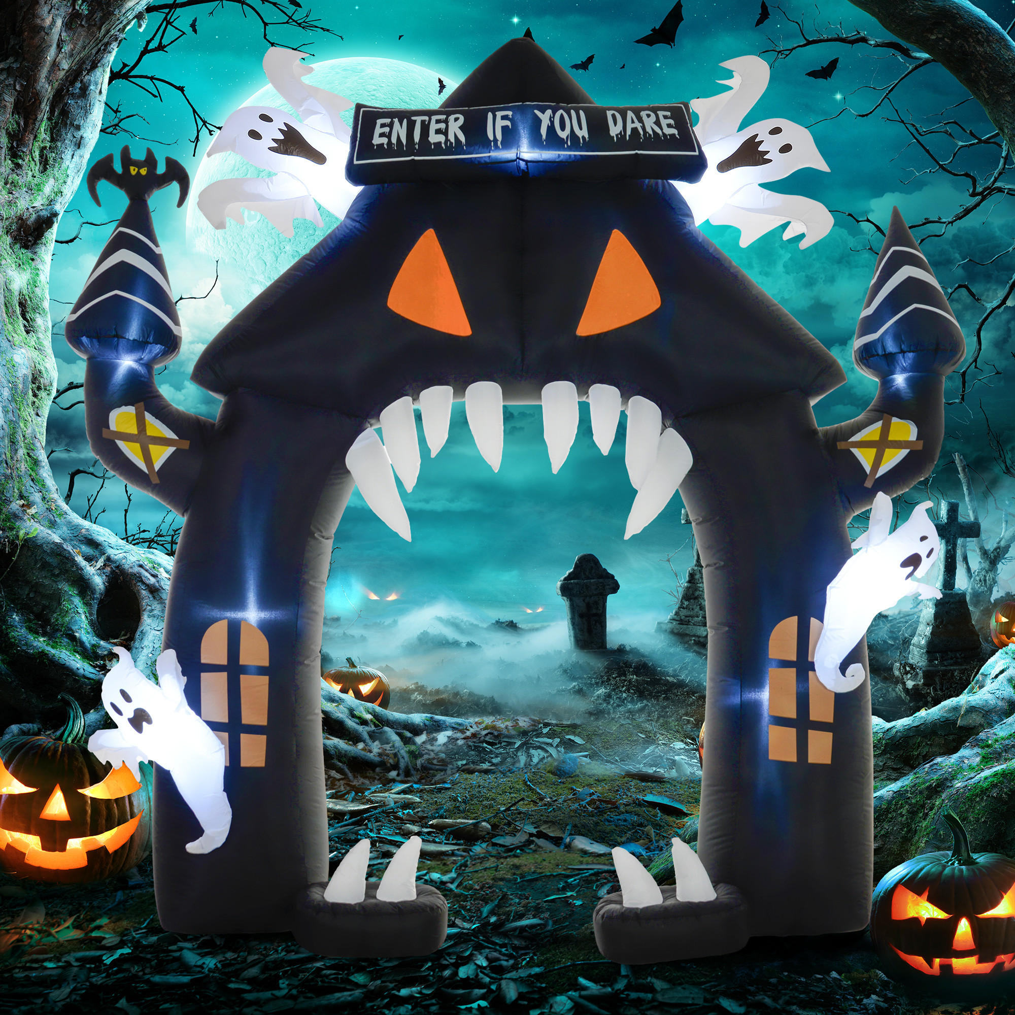 HALLOWEEN 300 cm Große, LED-Beleuchtung - Schwarz, Kunststoff (300/300/76cm) - Outsunny