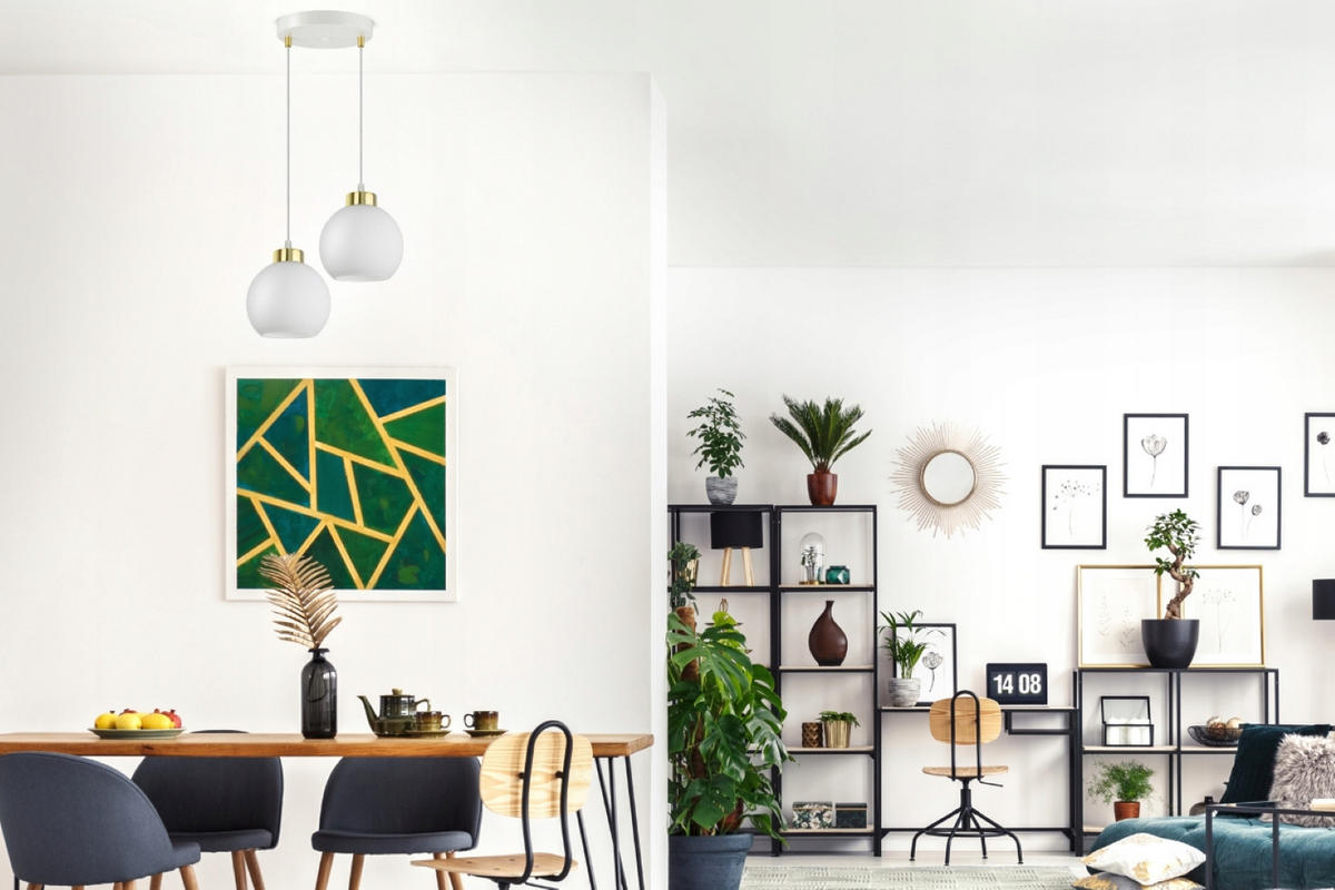 PENDELLEUCHTE GOLDGLAS - Goldfarben/Weiß, Glas/Metall (30/30/80cm) - kiki design