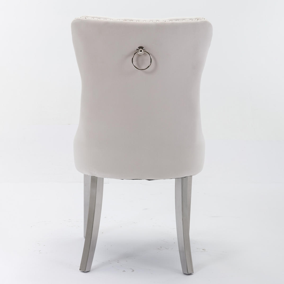 ESSZIMMERSTUHL 2er-Set hohe Rückenlehne Samt Beige - Beige, Metall (50/95/65cm) - Meubliv