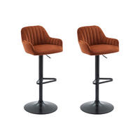 BARHOCKER 2er-Set - Samt & schwarzes Metall - Höhenverstellbar - Terracotta - ELEANA - Braun, Textil (47/106/49cm) - Vente-Unique