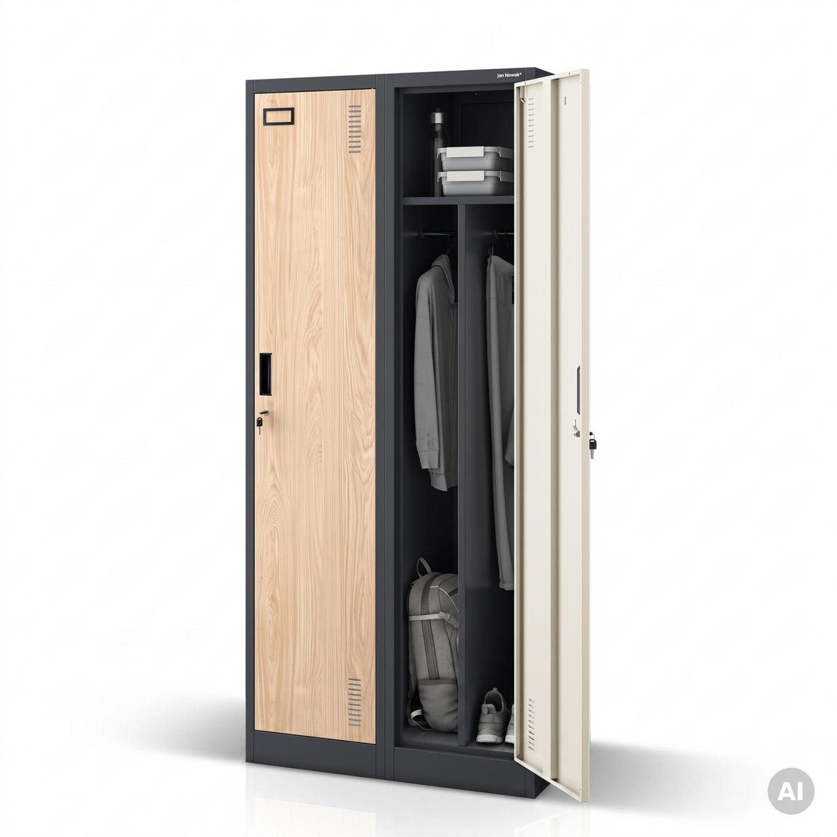 PERSONALSCHRANK KACPER 180x80x50 cm - Anthrazit/Sonoma Eiche, Metall (80/180/50cm) - Jan Nowak