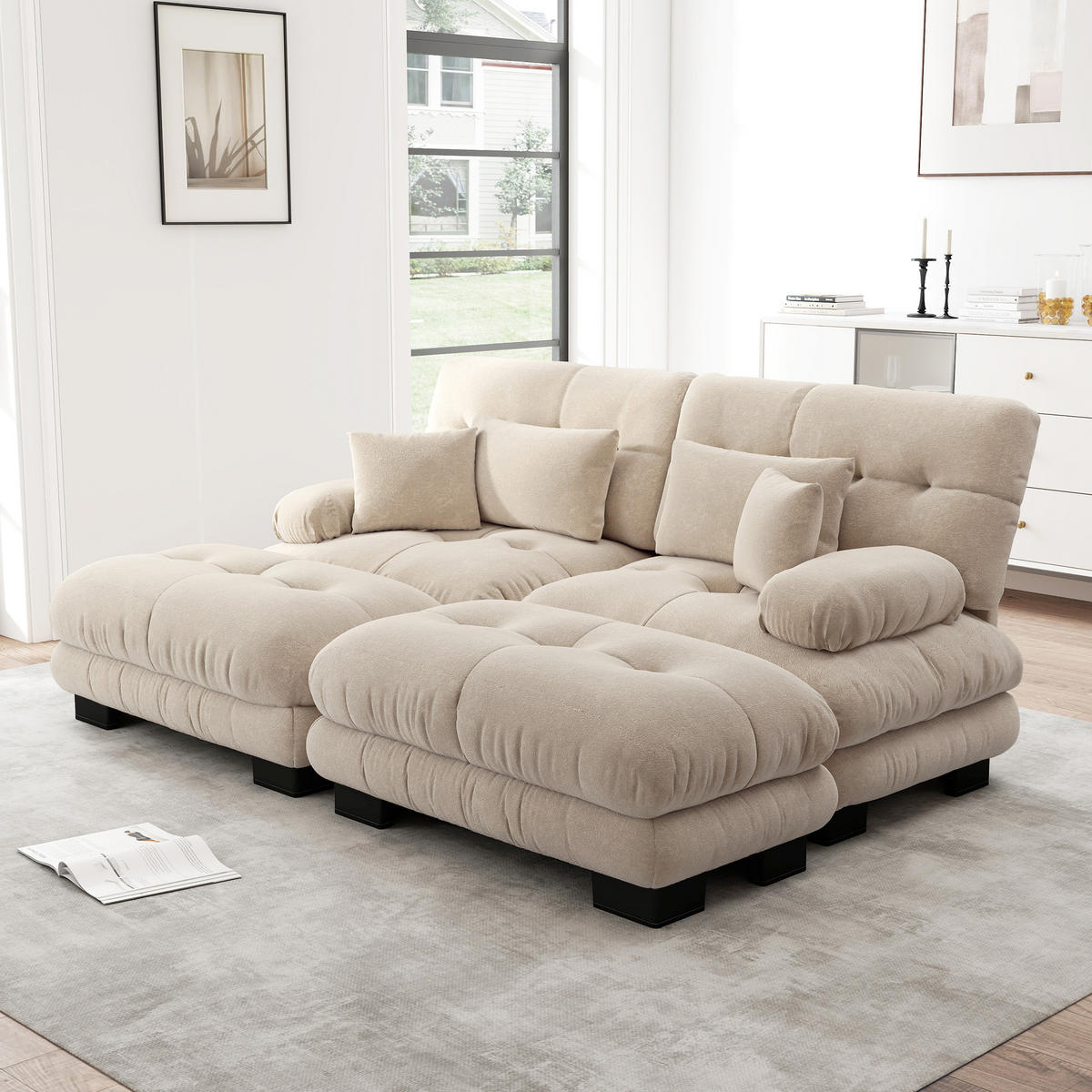 SOFA 2-Sitzer 220/145/81 cm Hellbraun - Hellbraun, Textil (145/81/220cm)