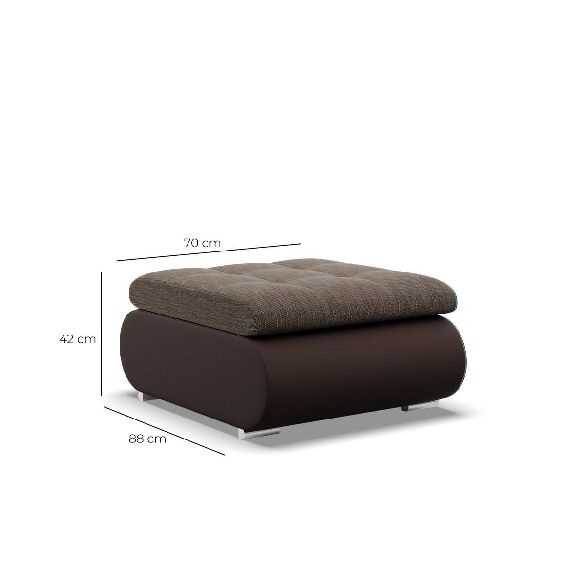 SITZPOUF FÜR DAS WOHNZIMMER FORESTA, Braun + Braun - Braun, Textil (88/42/70cm)