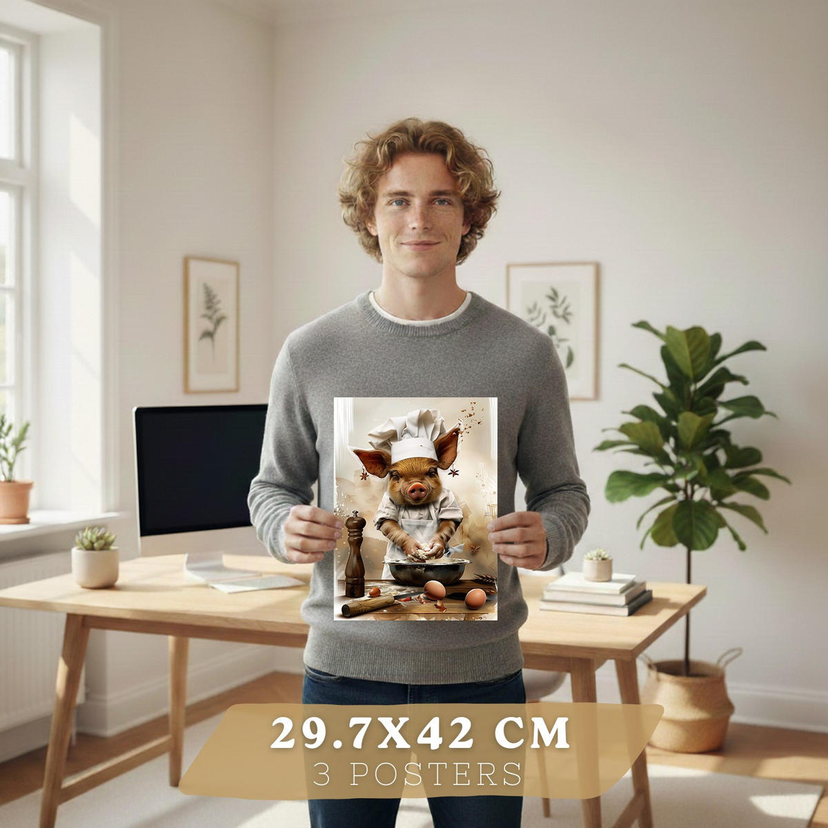 PLAKAT Sada 3 Dorty A3 Černý rám - černá, papír (29.7/1/42cm) - Nacnic