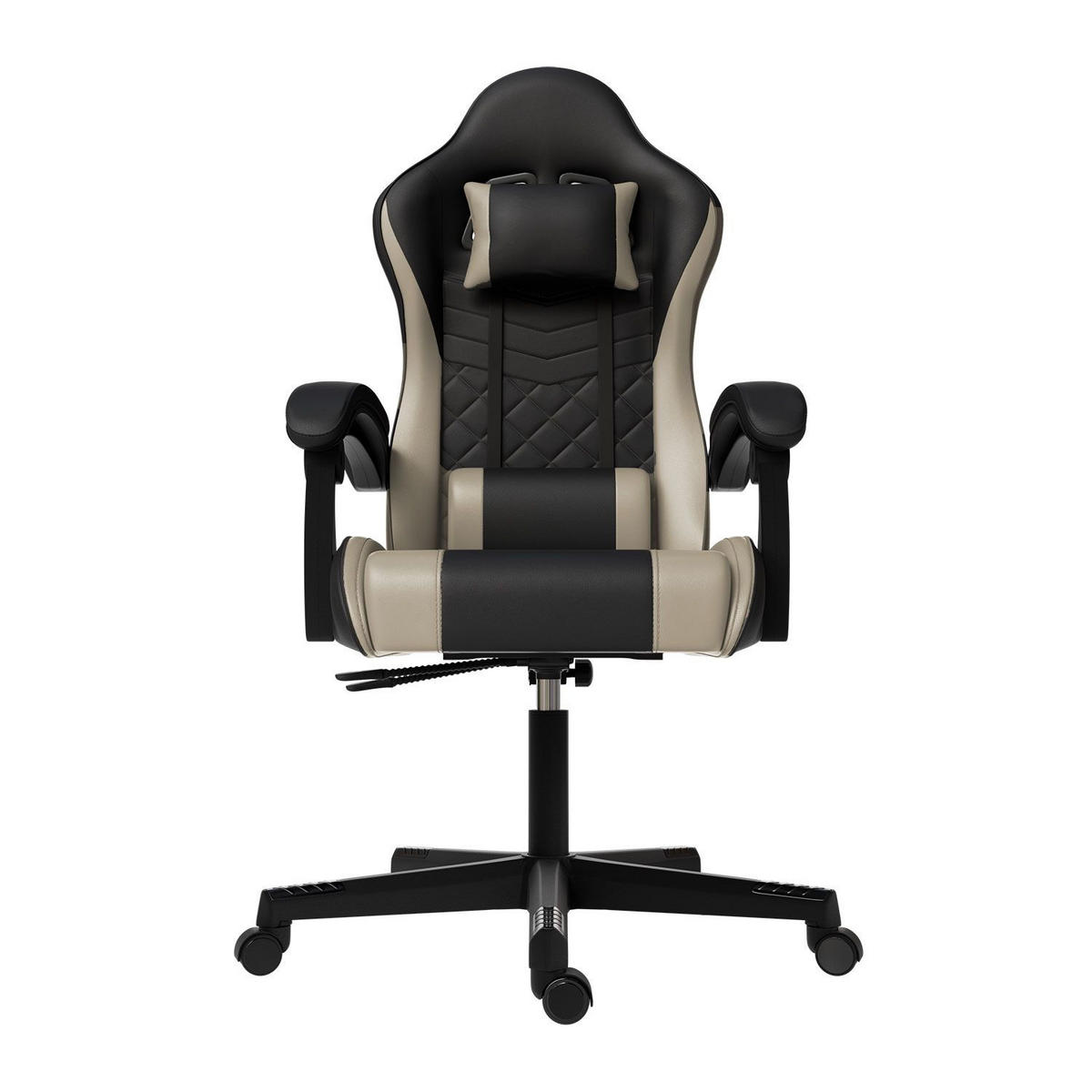 GAMINGSTUHL HyperSeat schwarz/beige - Beige/Schwarz, Kunststoff (63/131/121cm) - Juskys