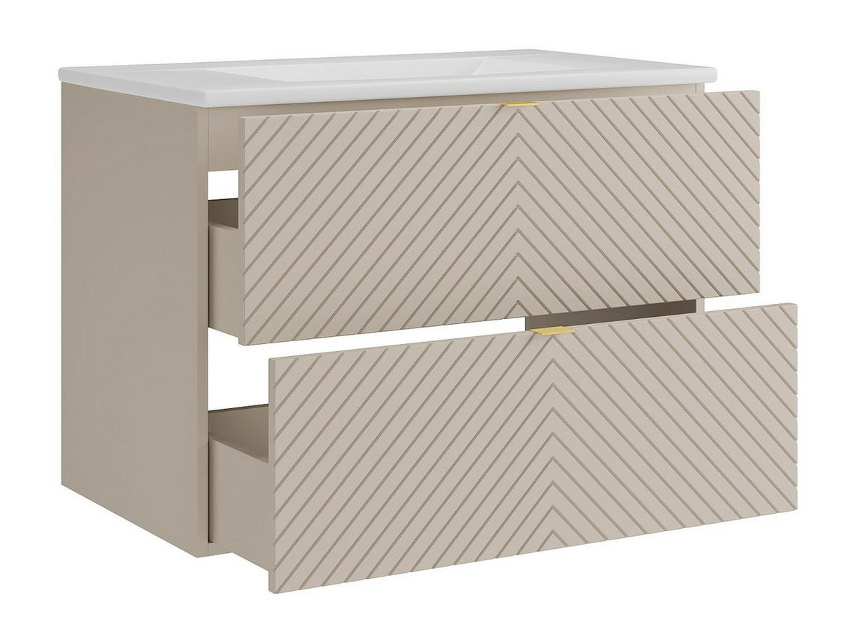 EINZELWASCHTISCH - 80 cm x 46.5 cm - Holz, Platte - Beige - DORIONI - Beige, Holz (80/61.6/46.5cm) - Vente-Unique