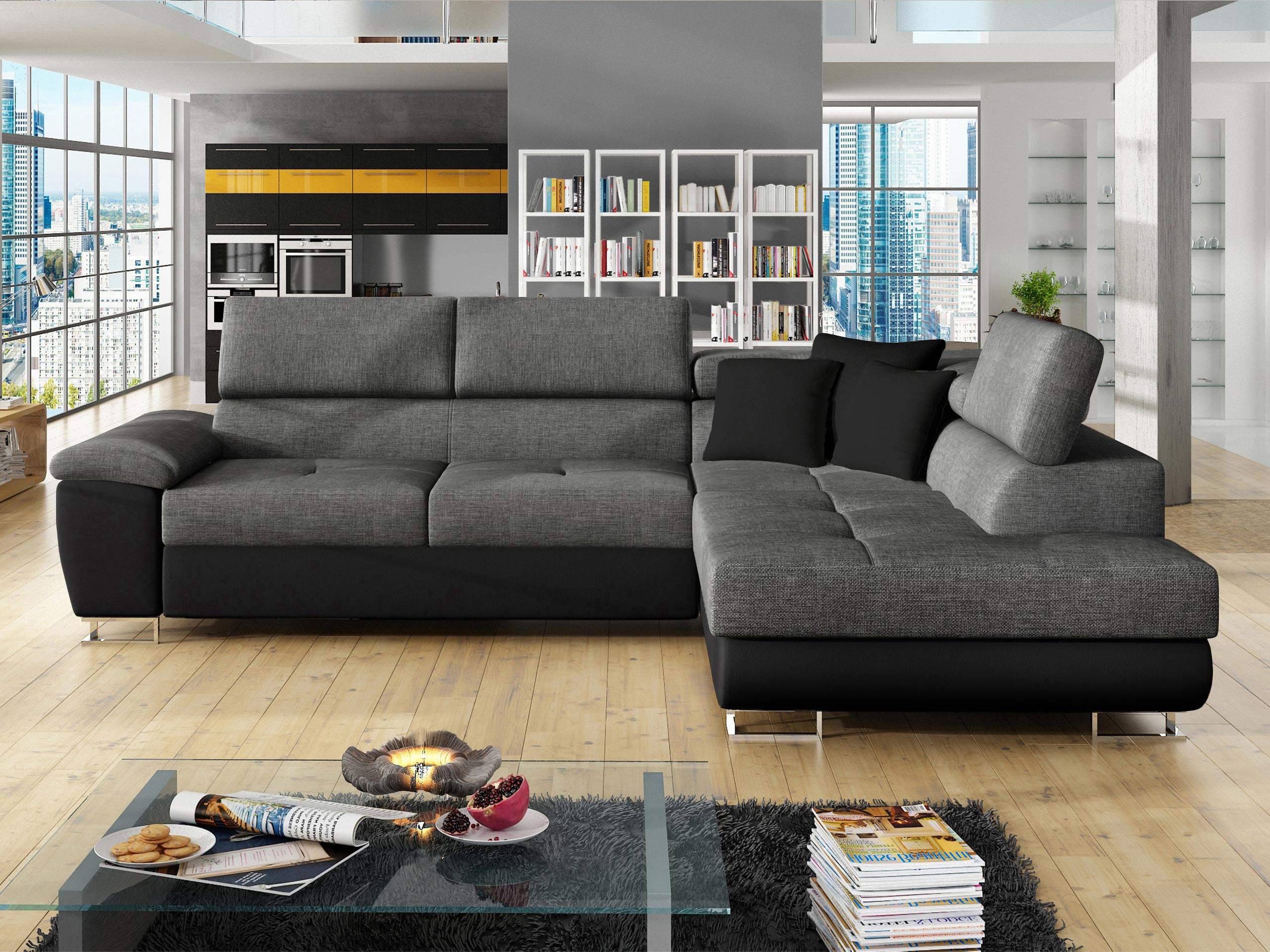 ECKSOFA Cotere Lux, Seite: Rechts - Dunkelgrau, Holz/Textil (270/202cm) - MIRJAN24