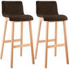 BARHOCKER 2er Set Stoff braun - Eukalyptusholzfarben/Braun, Holz/Textil (41/102/46cm) - CLP