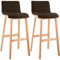 BARHOCKER 2er Set Stoff braun - Eukalyptusholzfarben/Braun, Holz/Textil (41/102/46cm) - CLP
