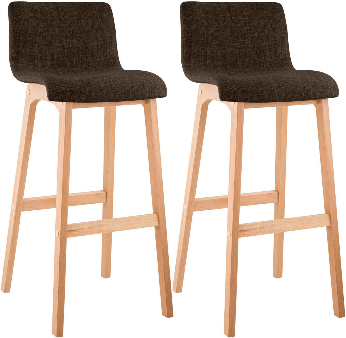 BARHOCKER 2er Set Stoff braun - Eukalyptusholzfarben/Braun, Holz/Textil (41/102/46cm) - CLP