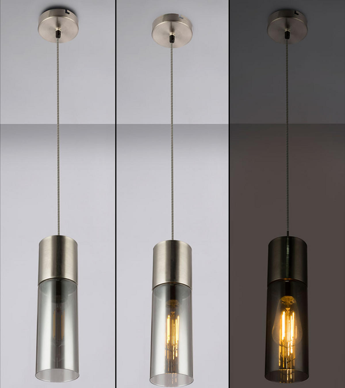 LED HÄNGELEUCHTE Metall Grau - Grau, Glas (10.5/10.5/152.5cm) - Globo Lighting