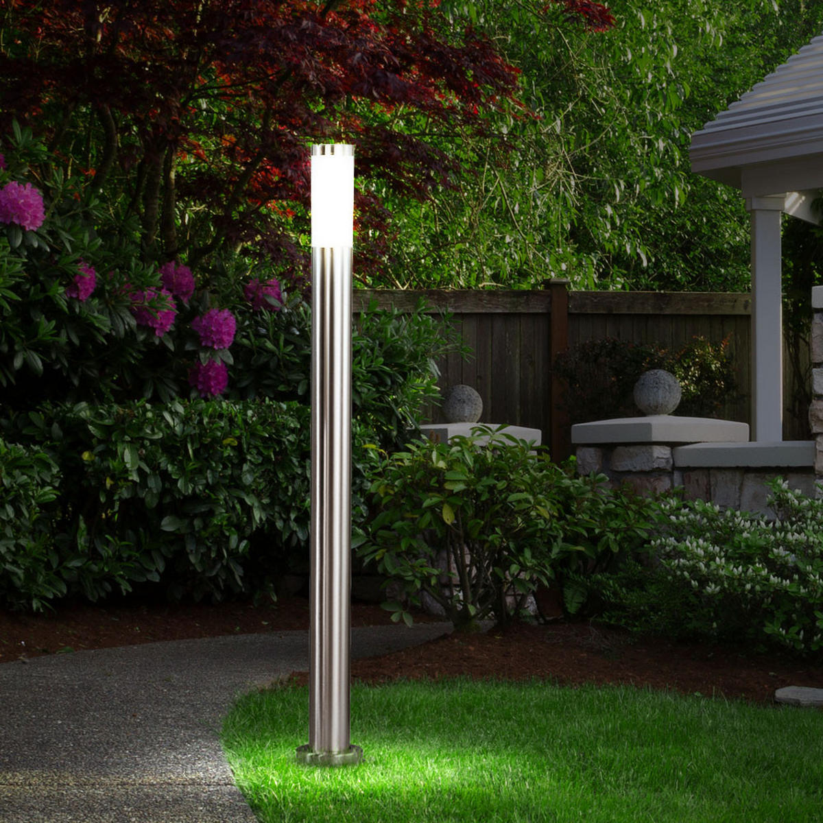 LED STEHLEUCHTE Edelstahl Silber - Silberfarben, Metall (7.6/7.6/110cm) - Globo Lighting